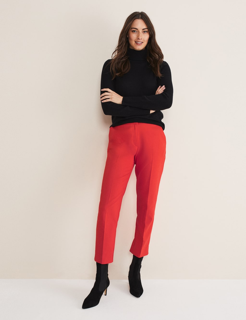Cotton Rich Straight Leg Trousers image 1