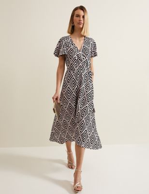 Phase Eight Women's Printed Midi Wrap Dress - 8 - Multi, Multi