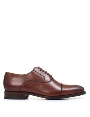 Jones Bootmaker Men's Wide Fit Leather Oxford Shoes - 7 - Chestnut, Chestnut,Black