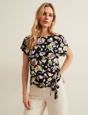 Phase Eight Womens Floral Top - 8 - Black Mix, Black Mix