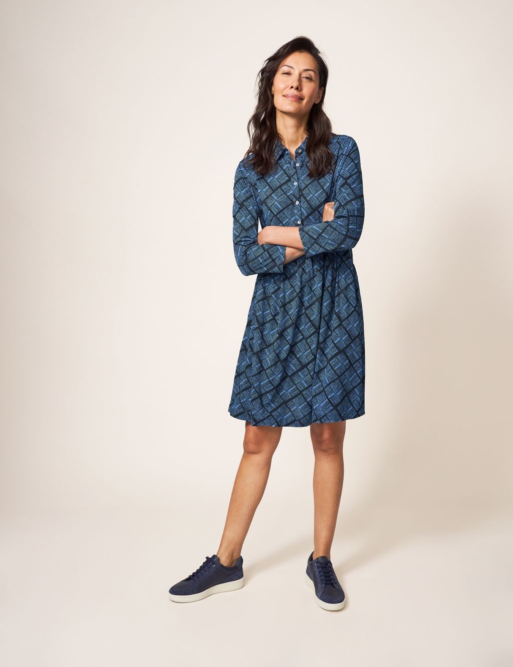 Jersey Checked Relaxed Shirt Dress image 4