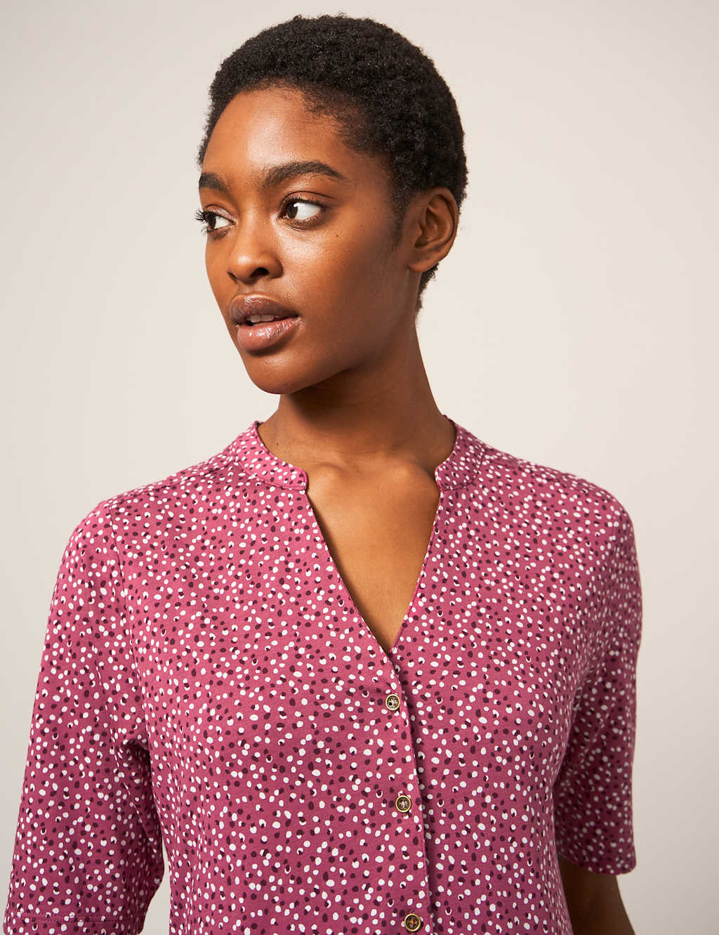 Jersey Polka Dot V-Neck Midi Tiered Dress image 4