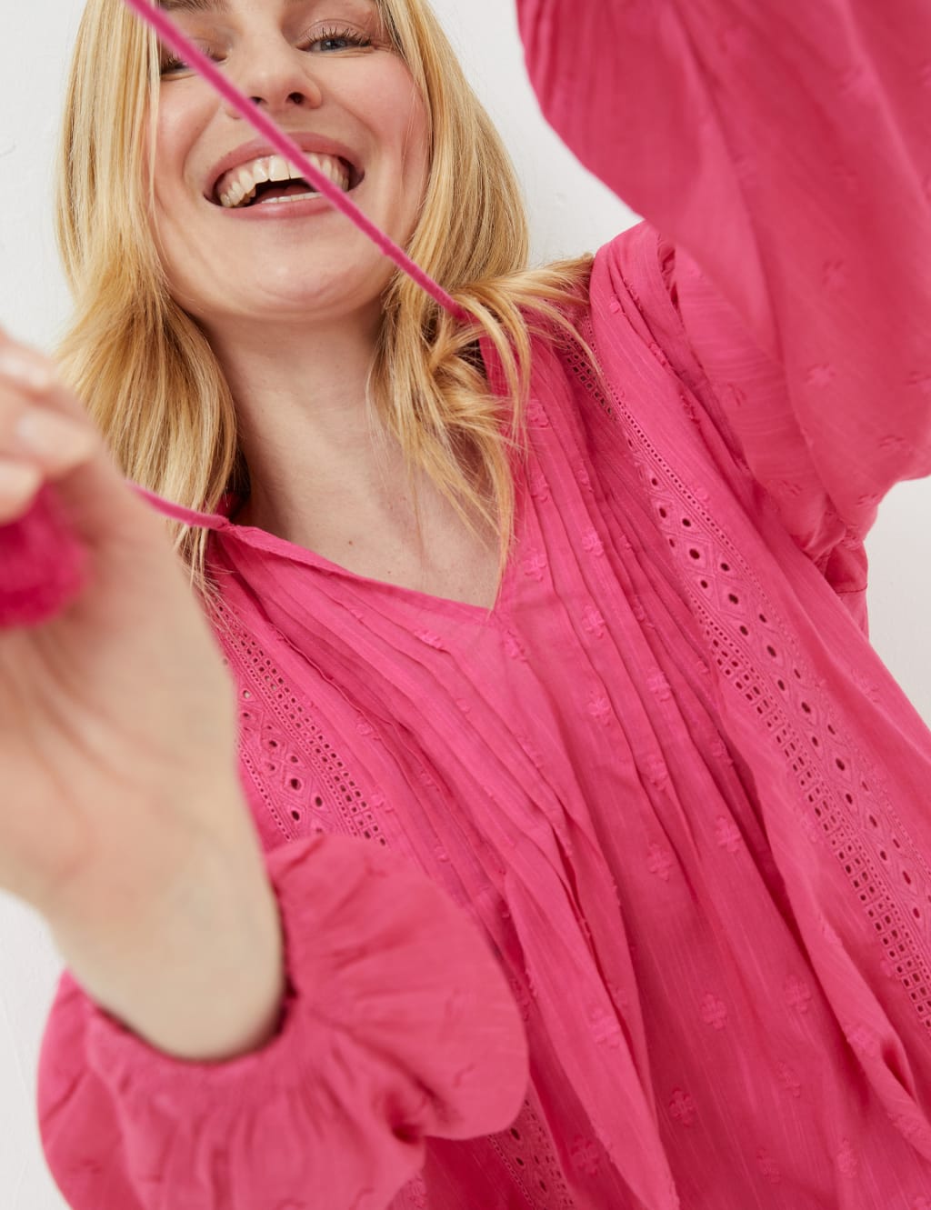 Cotton Rich Embroidered Lace Blouse image 3