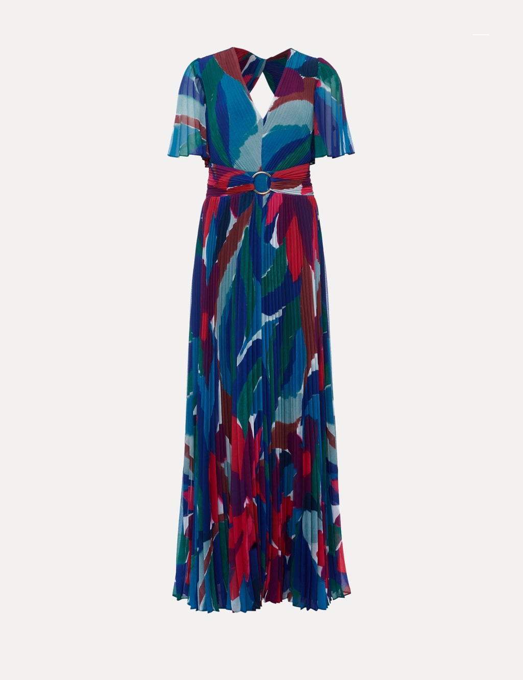 Printed V-Neck Pleated Maxi Column Dress image 2