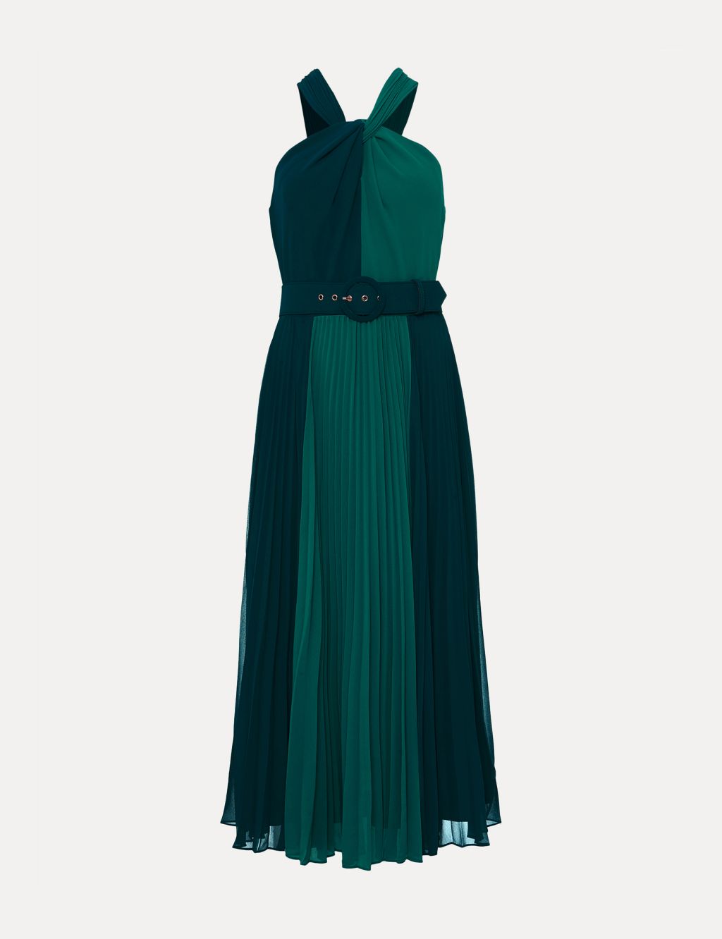 Colour Block Pleated Midi Waisted Dress image 2
