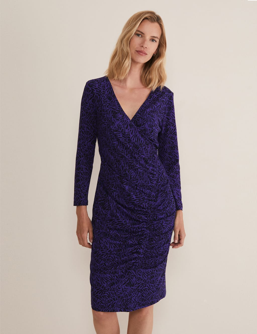 Jersey V-Neck Midi Bodycon Dress image 4