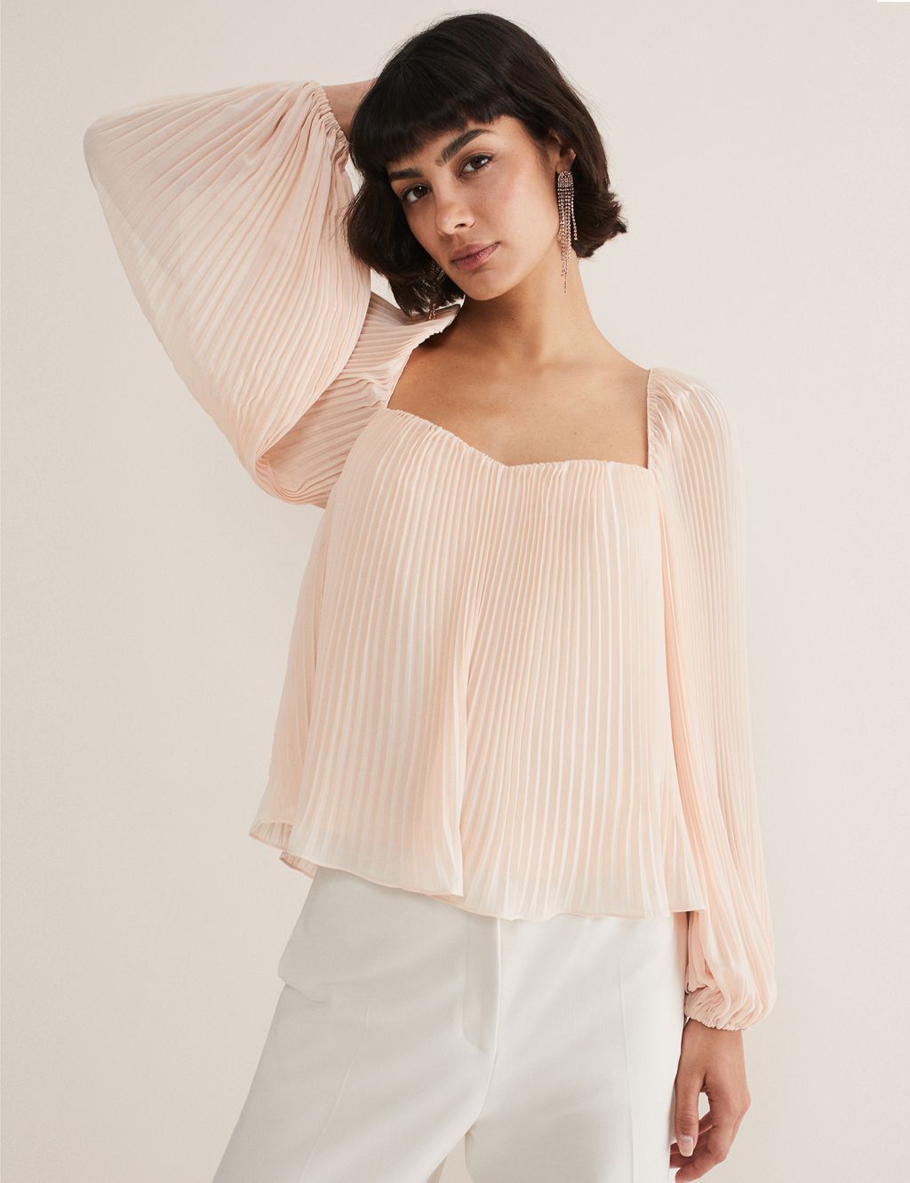 Pleated Square Neck Top image 1