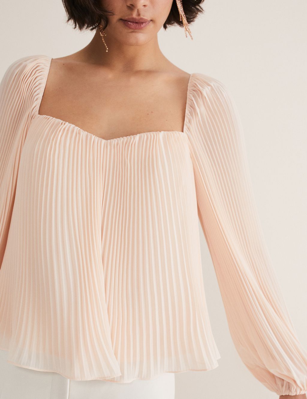 Pleated Square Neck Top image 5