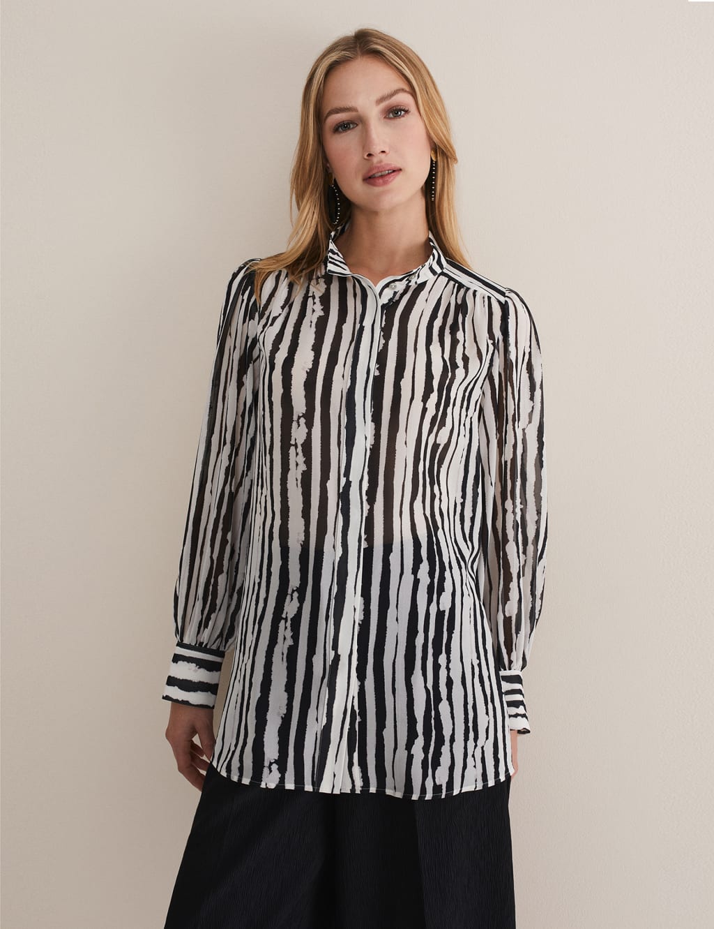 Striped Collared Button Through Shirt image 1