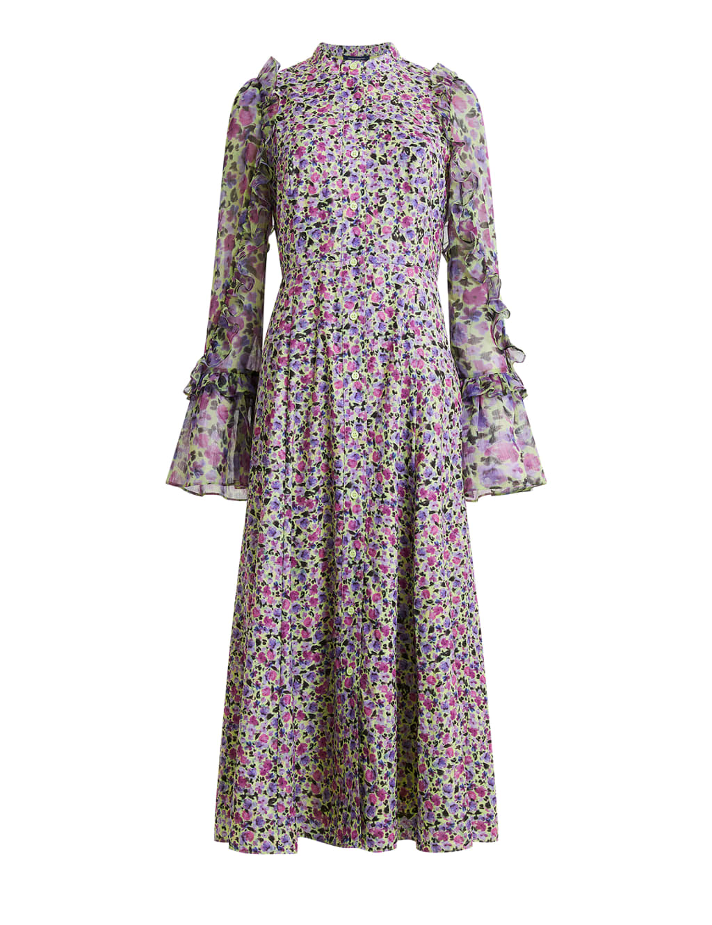 Floral High Neck Ruffle Midi Tea Dress image 2