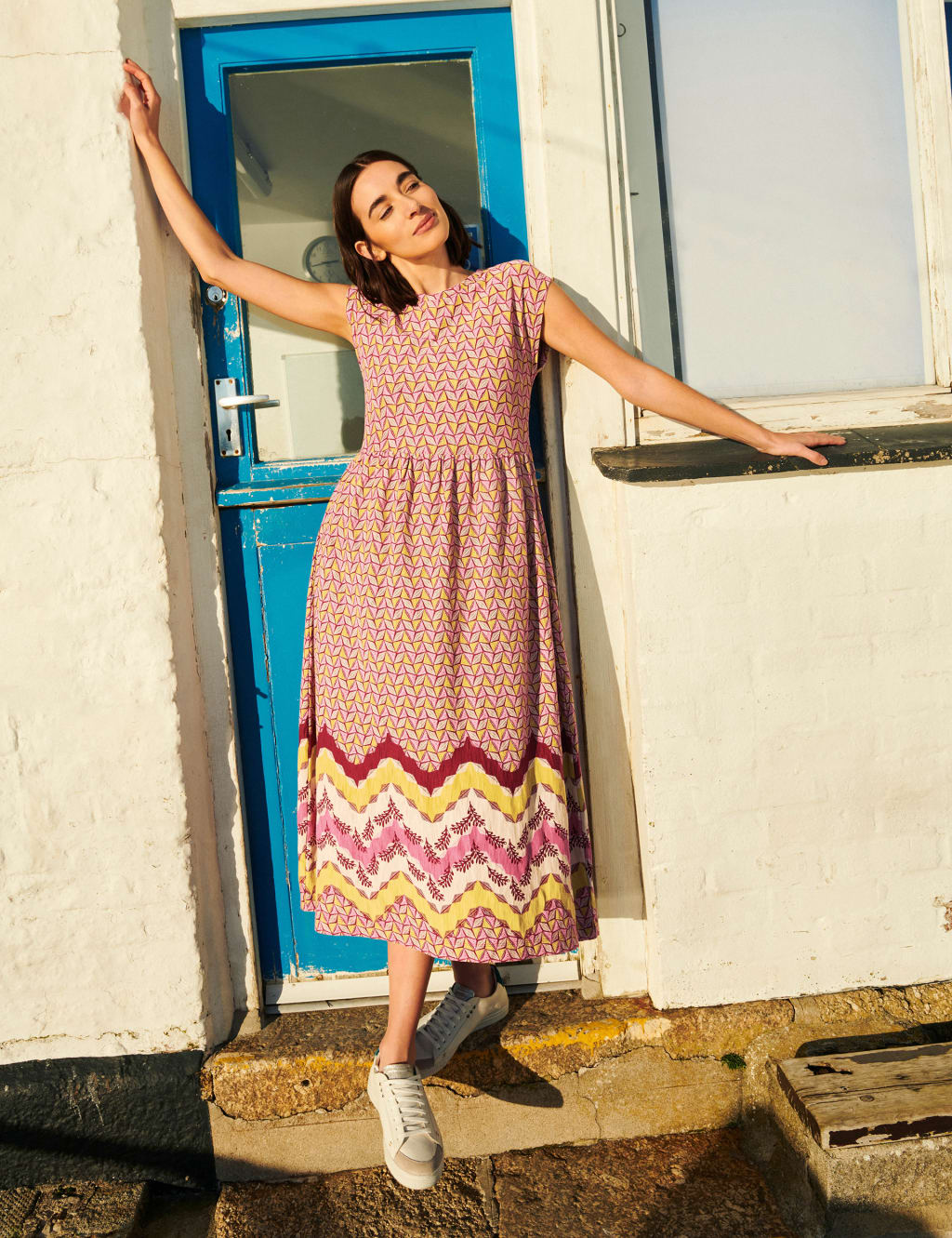 Pure Cotton Printed Midi Relaxed Tea Dress image 5