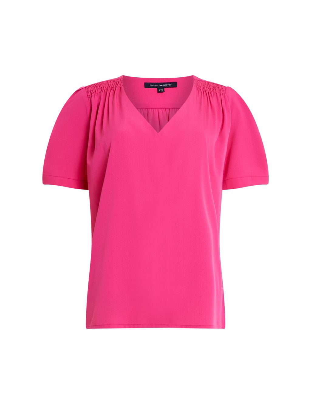 Crepe V-Neck Relaxed Puff Sleeve Blouse image 2