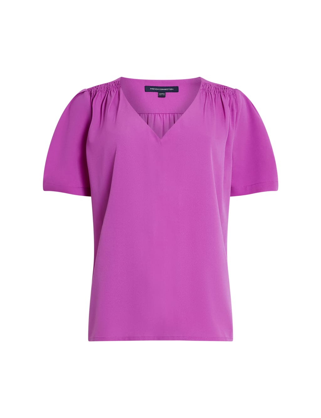 Crepe V-Neck Relaxed Puff Sleeve Blouse image 2