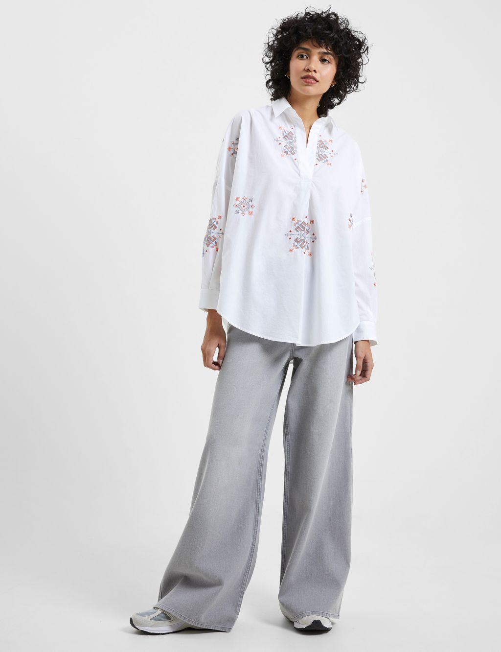 Pure Cotton Embroidered Popover Shirt