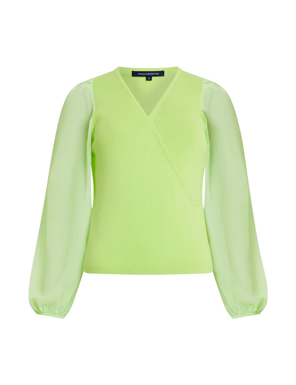 Pure Cotton V-Neck Blouson Sleeve Jumper image 2