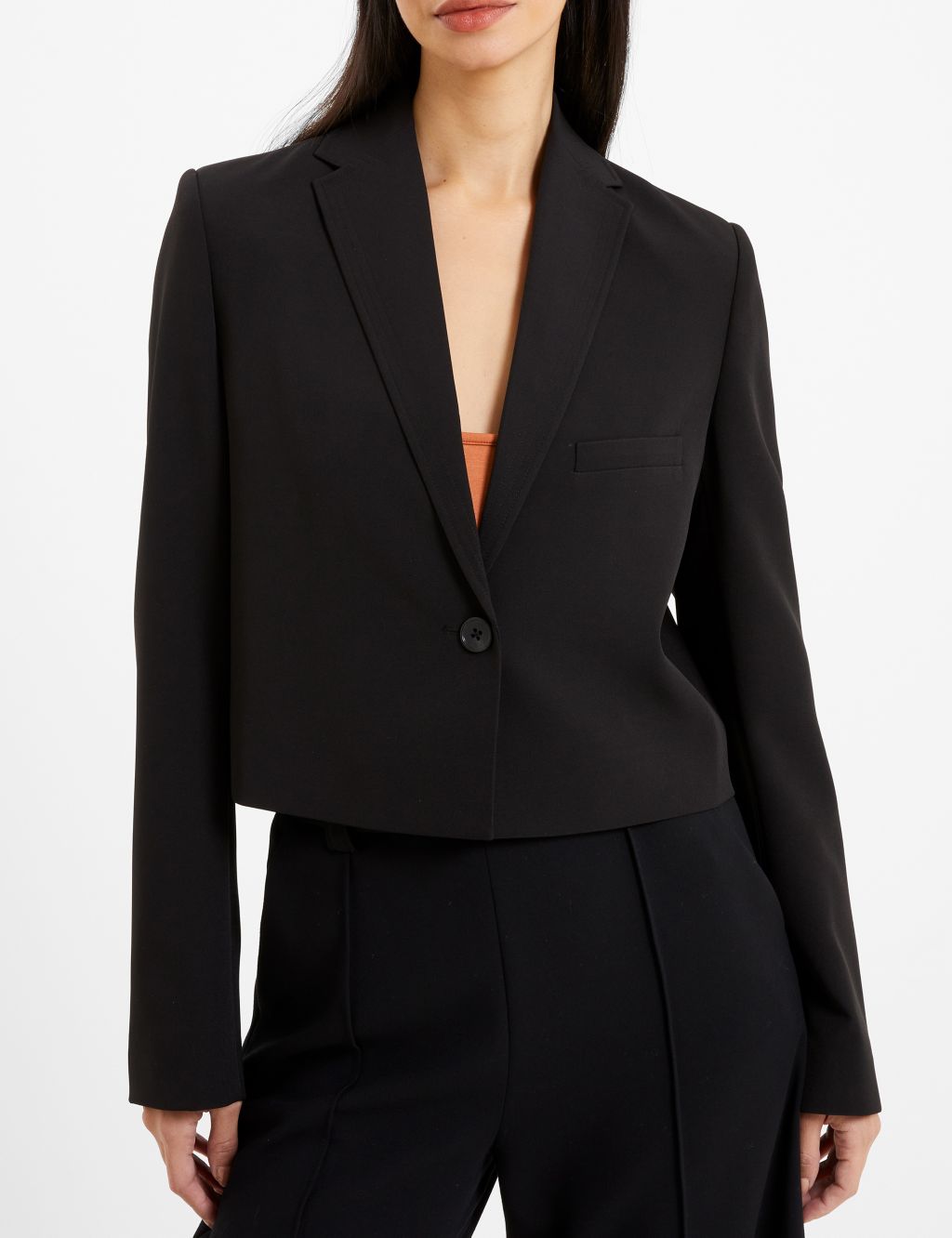 Crepe Tailored Cropped Blazer