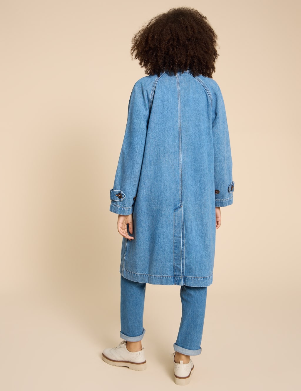 Denim Collared Longline Coat image 3