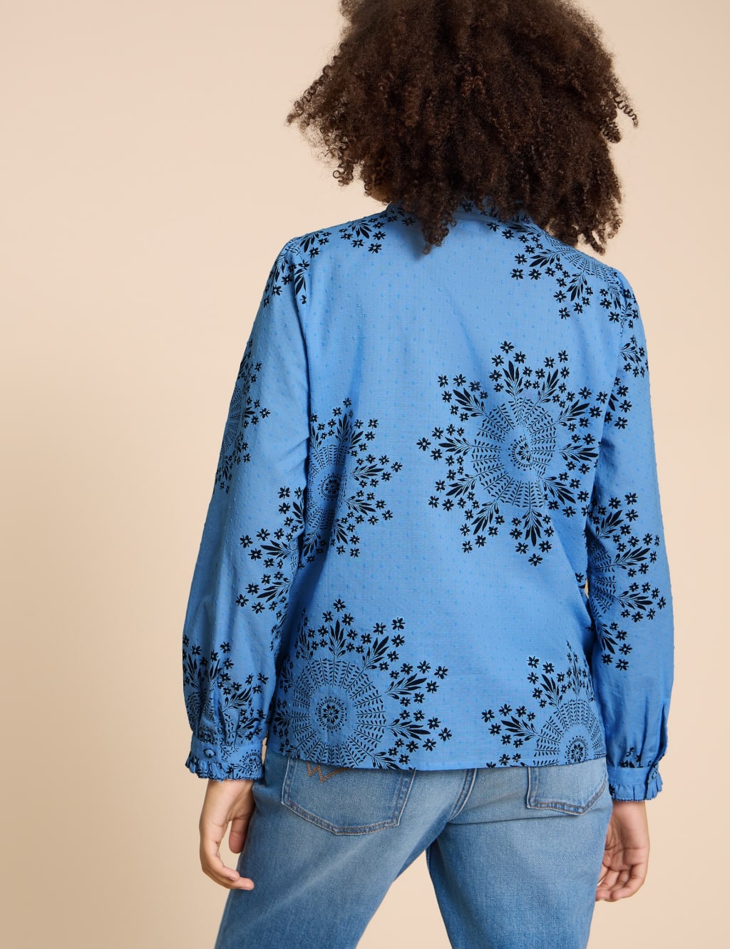 Pure Cotton Printed Pintuck Blouse image 4