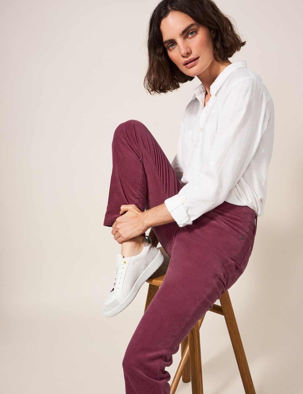 Corduroy Straight Leg Trousers Slim image 1