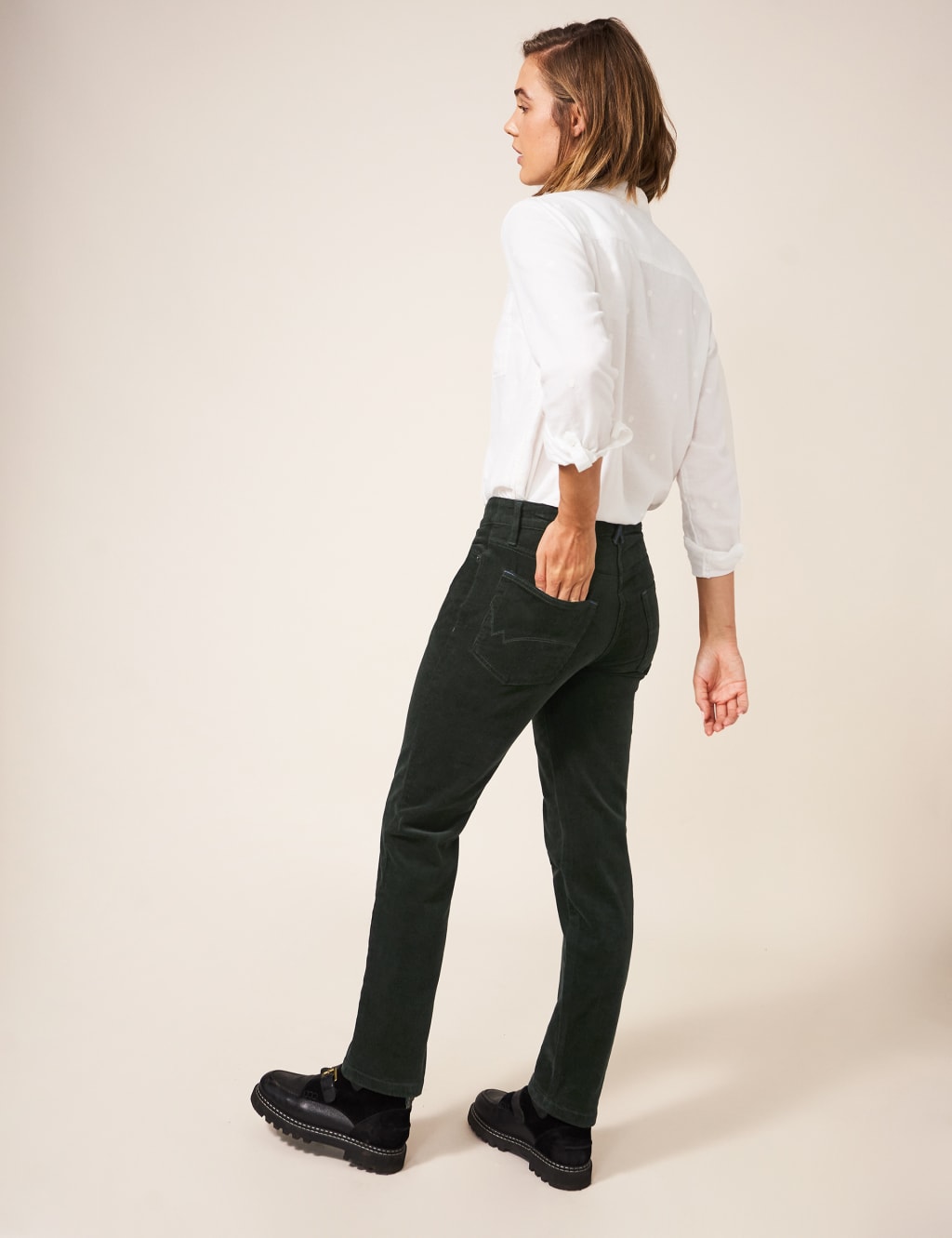 Corduroy Straight Leg Trousers Slim image 2