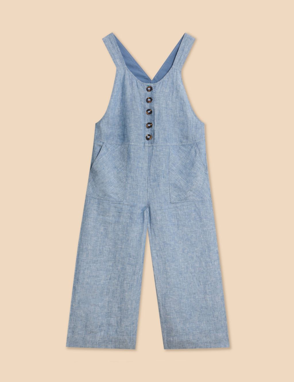 Pure Linen Cropped Dungarees image 2