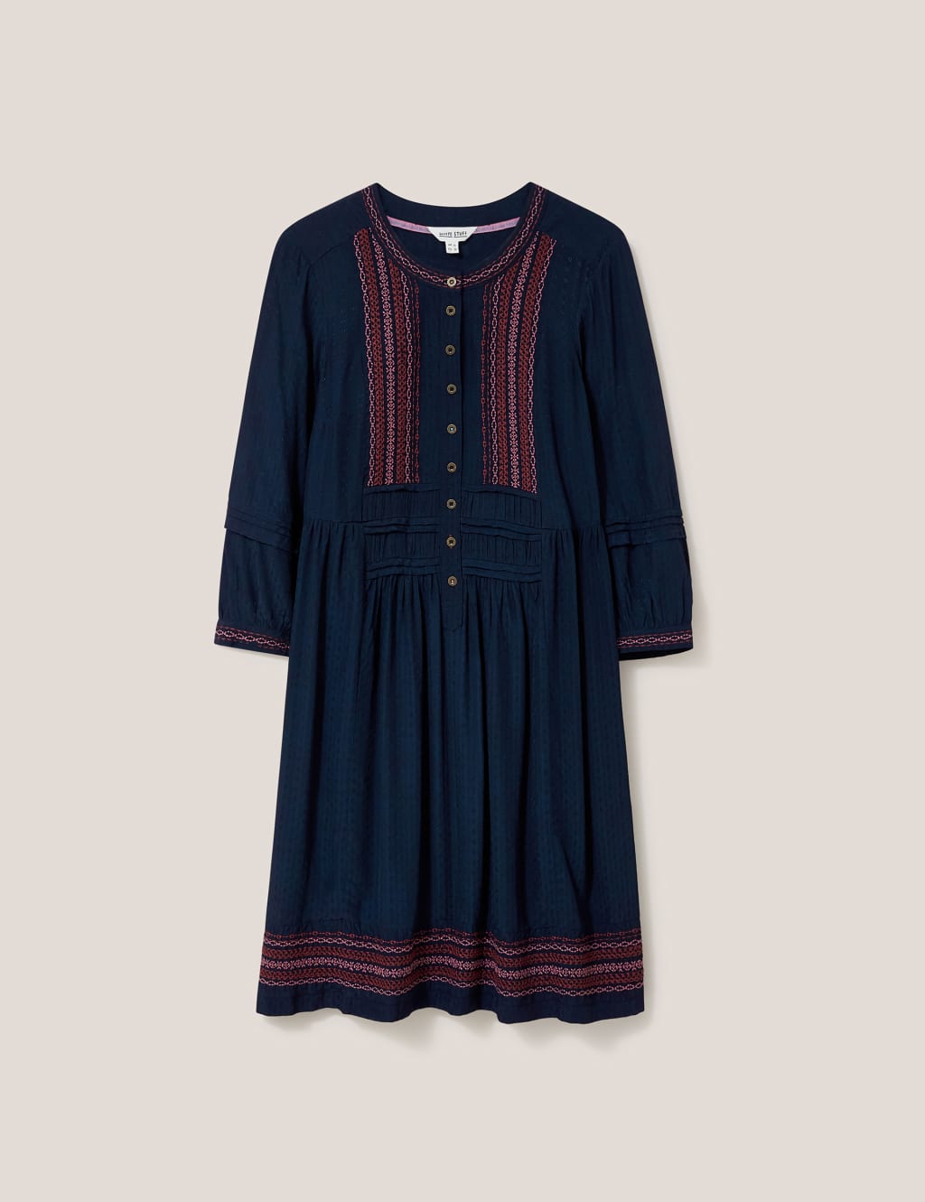 Embroidered Knee Length Relaxed Smock Dress image 1