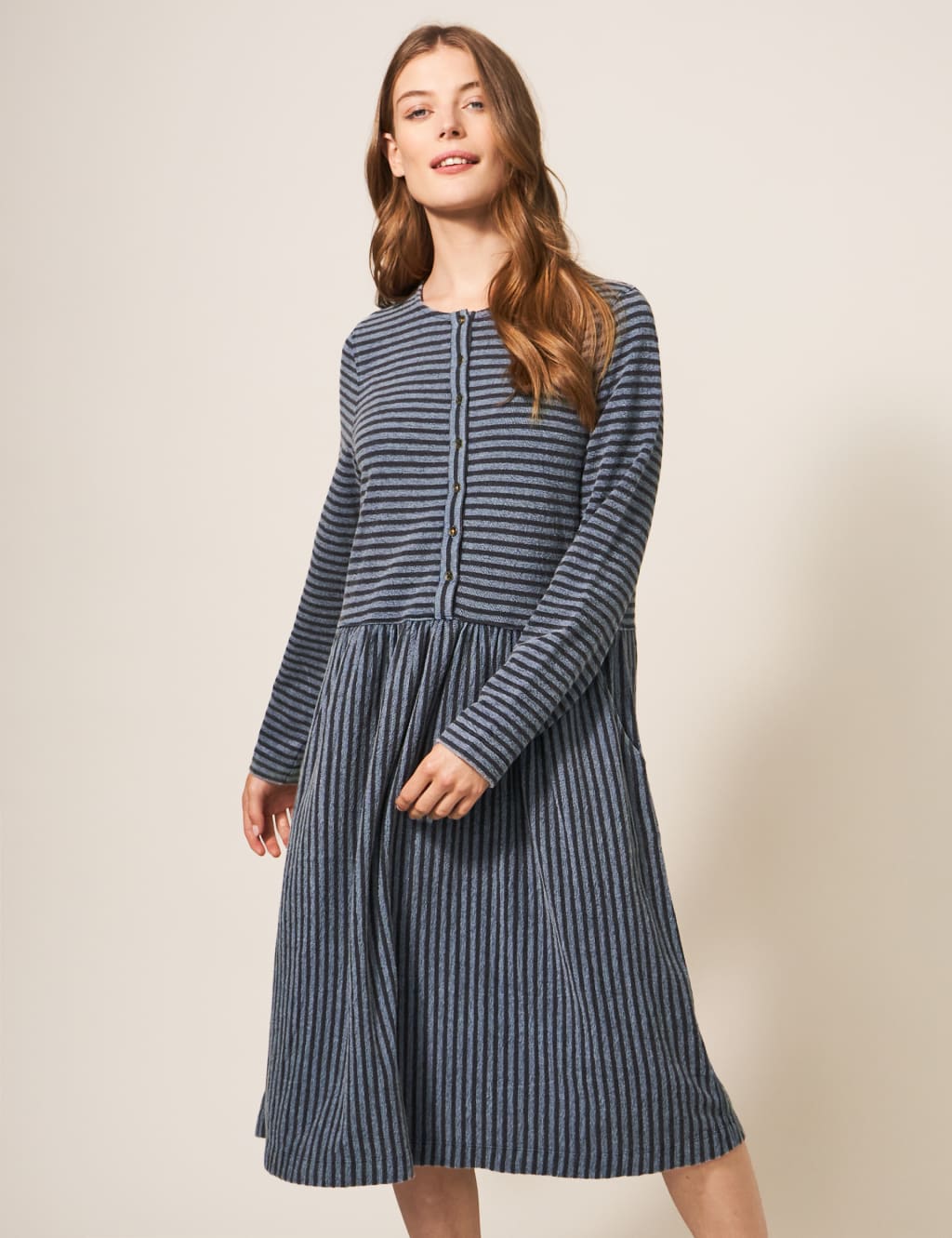 Jersey Striped Knee Length Smock Dress image 2