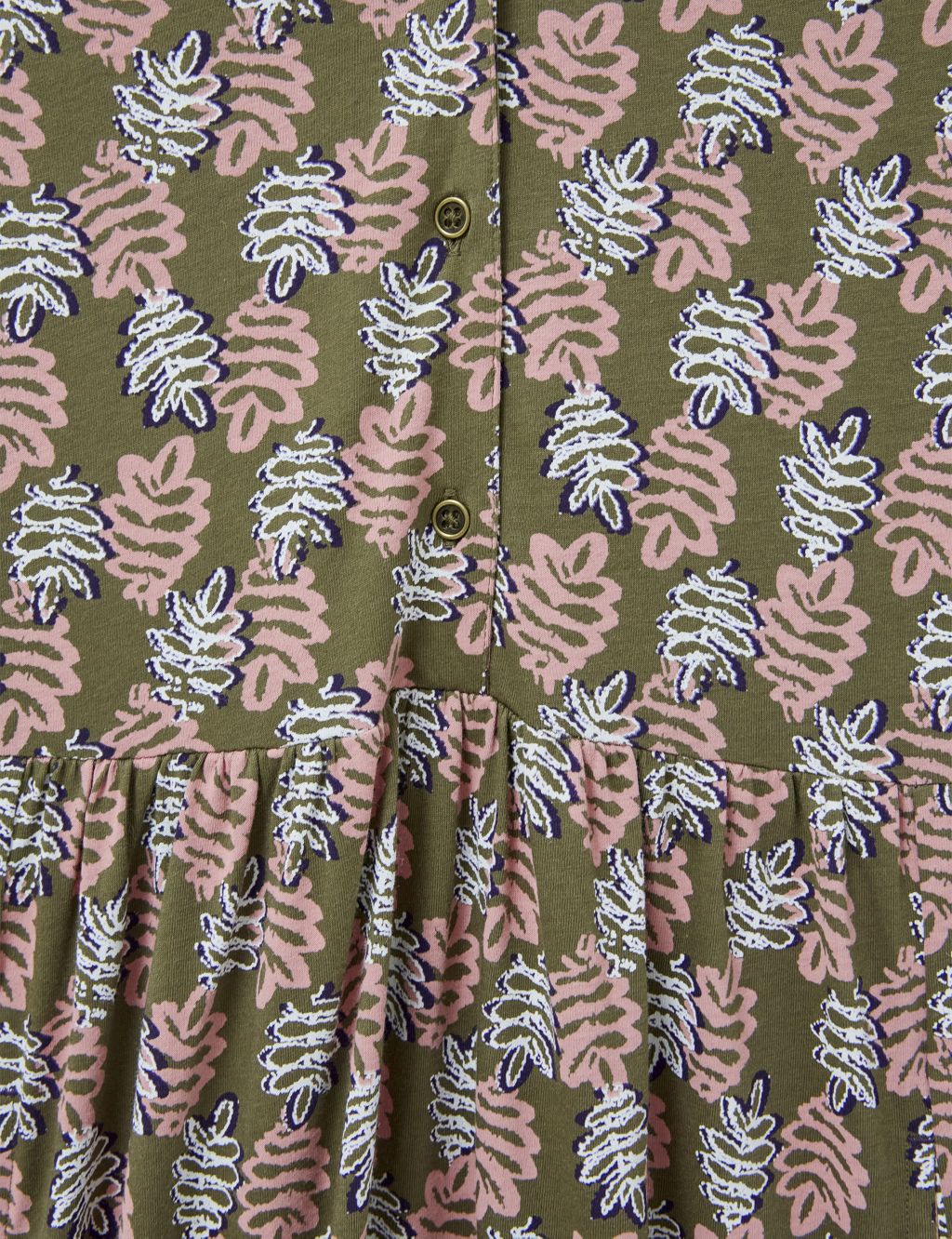 Jersey Leaf Print V-Neck Midi Tiered Dress image 2