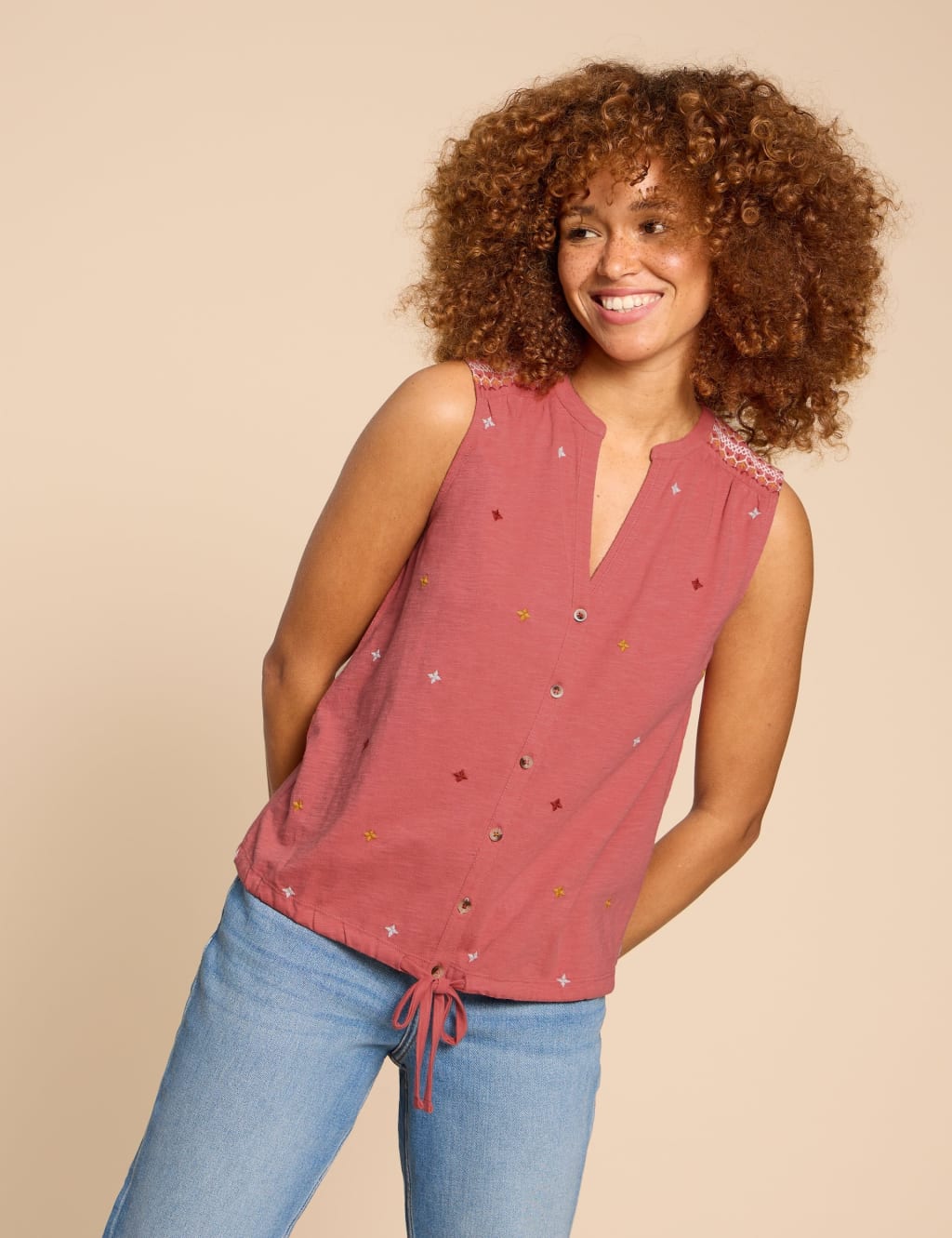 Jersey Embroidered Drawstring Shirt