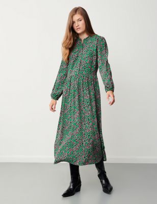 Finery London Women's Animal Print Midaxi Waisted Dress - 10 - Green Mix, Green Mix,Blue Mix