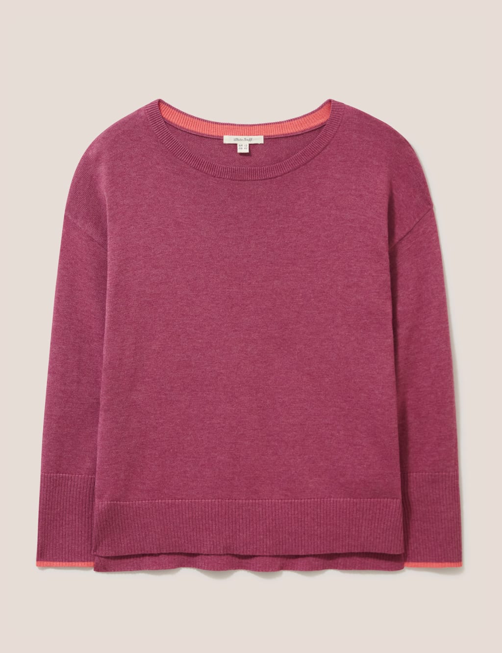 Cotton Blend Striped Crew Neck Jumper image 2