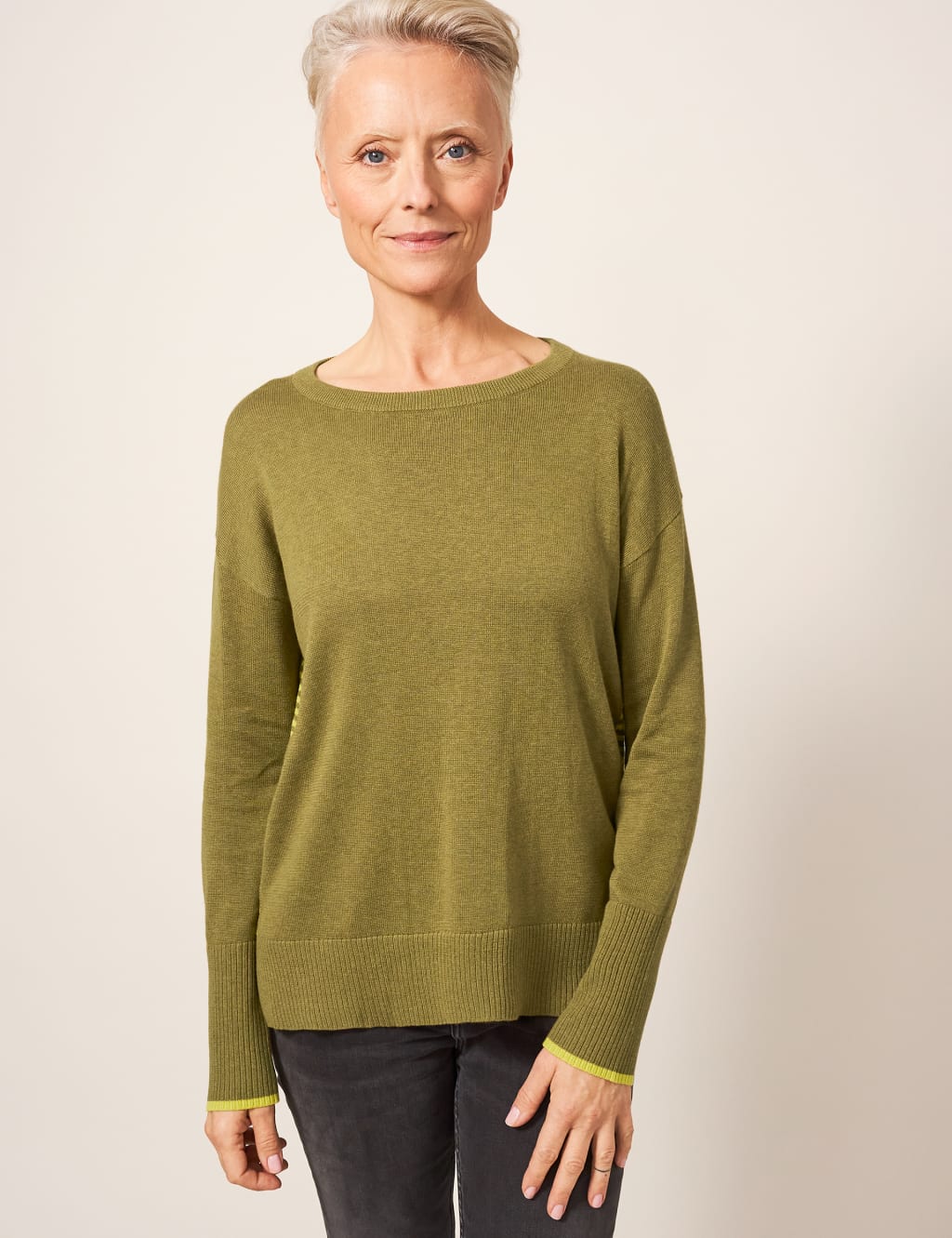Cotton Blend Crew Neck Jumper image 4