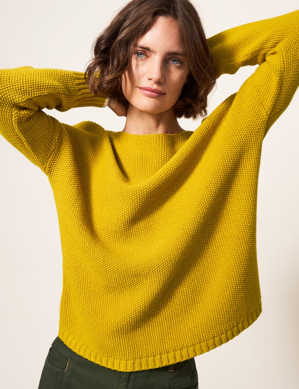 Organic Cotton Textured Crew Neck Jumper image 4