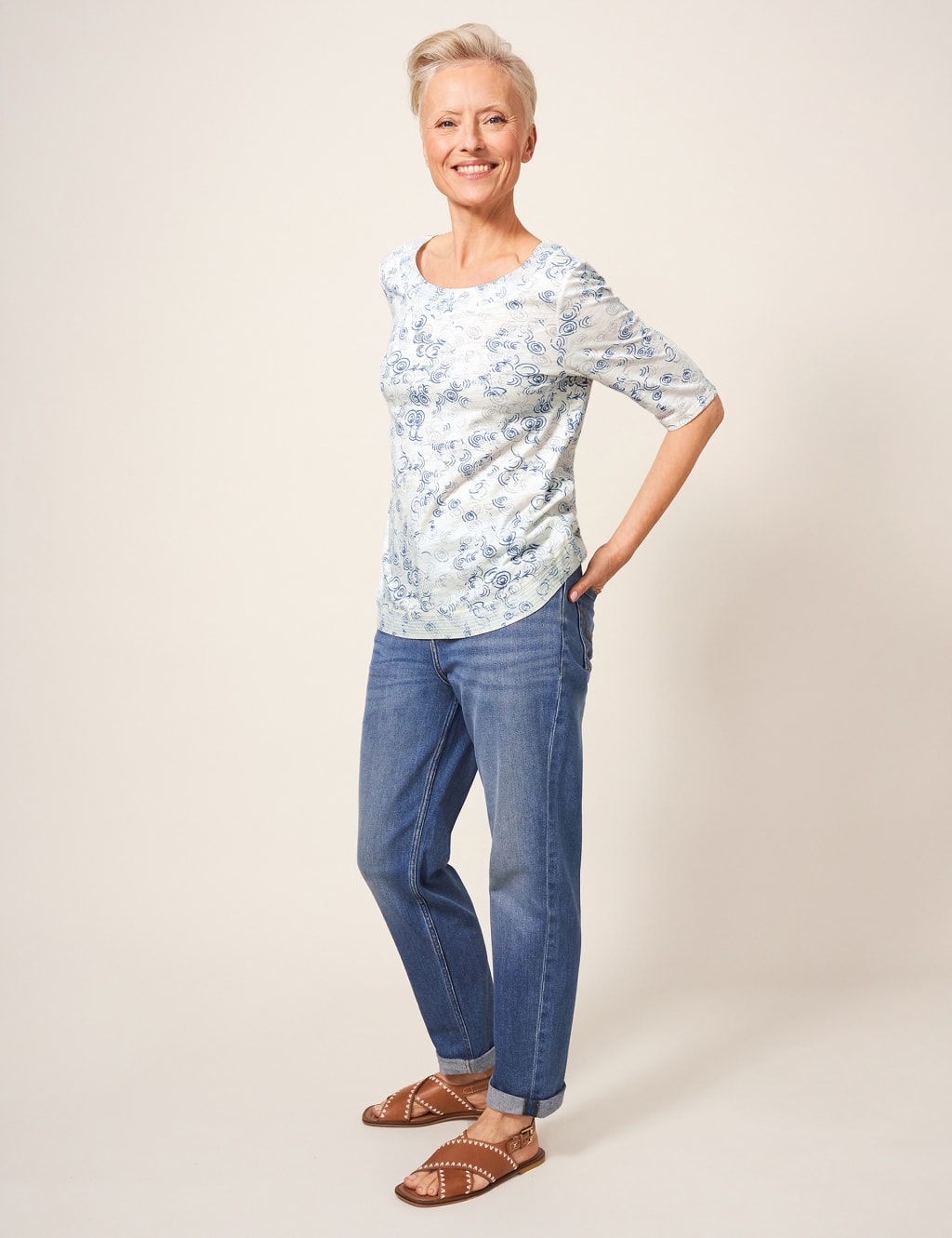 Pure Cotton Printed Round Neck T-Shirt image 1