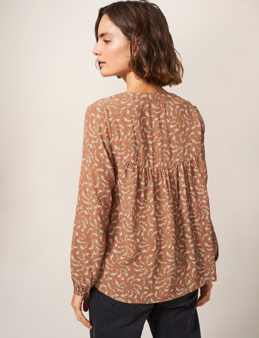 Printed Round Neck Relaxed Blouse image 2