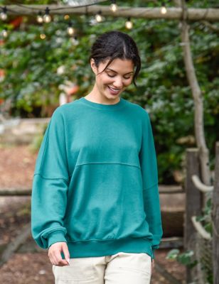 Burgs Womens Pure Cotton Crew Neck Sweatshirt - 10 - Green, Green