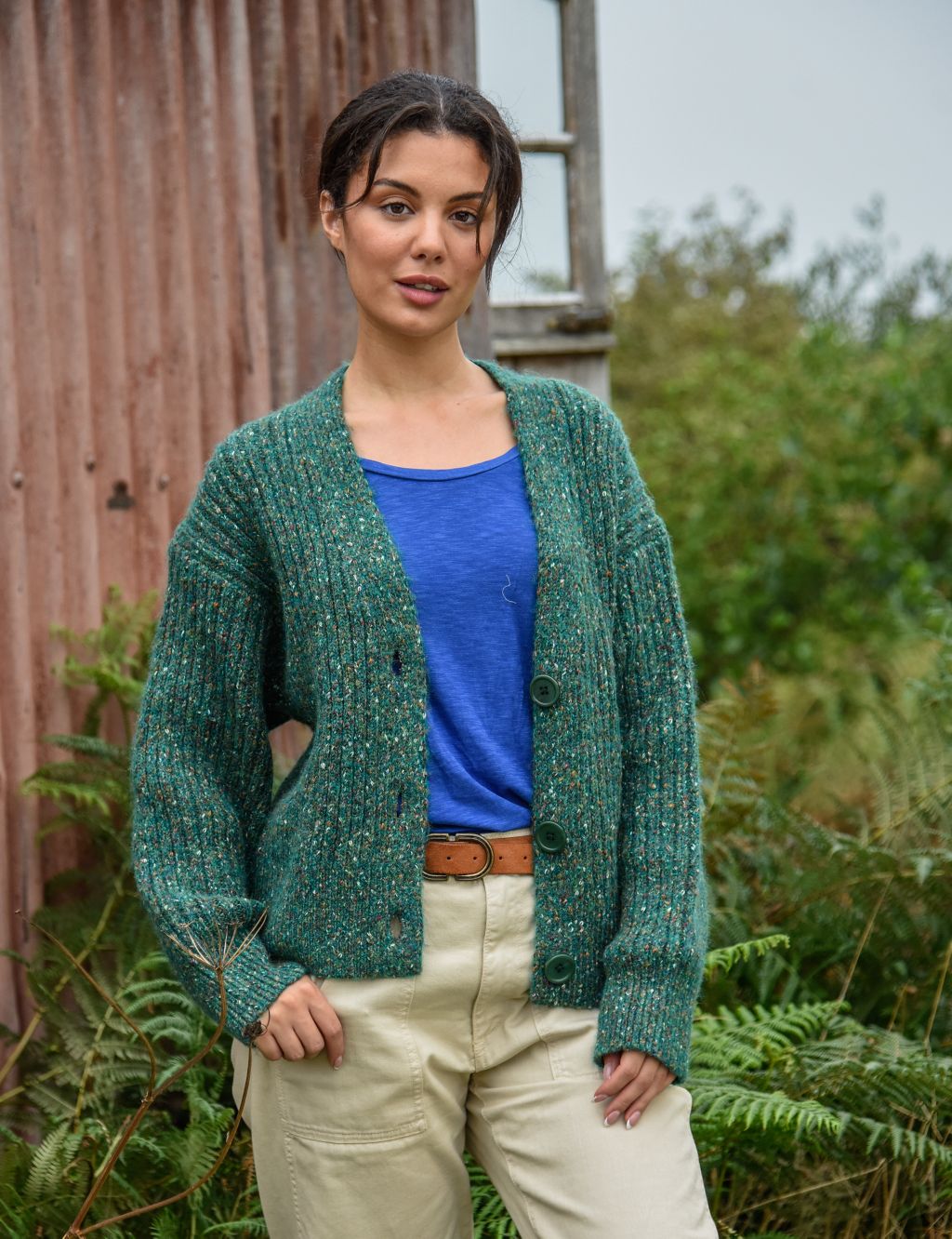 Textured Knitted Cropped Cardigan image 1