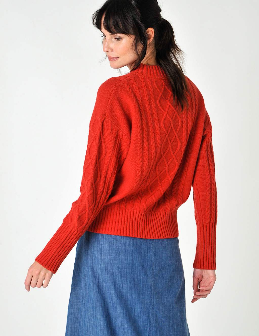 Pure Wool Cable Knit Crew Neck Jumper image 3