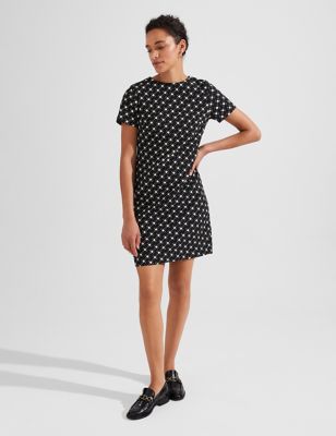 Hobbs Women's Cotton Blend Geometric Mini Shift Dress - 16 - Black Mix, Black Mix