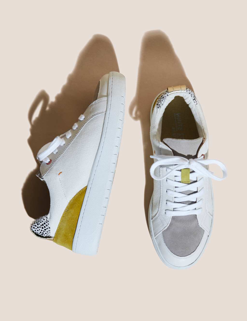 Leather Lace Up Suede Panel Trainers image 3