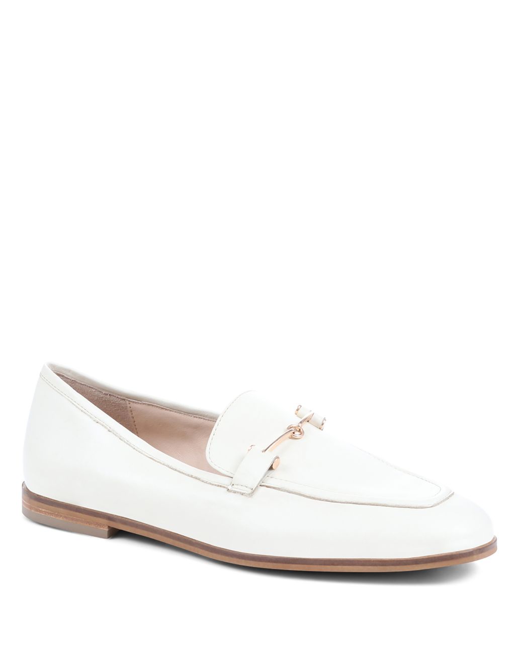 Leather Slip On Bar Flat Loafers image 3