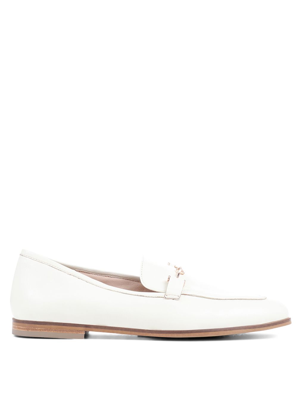 Leather Slip On Bar Flat Loafers image 2