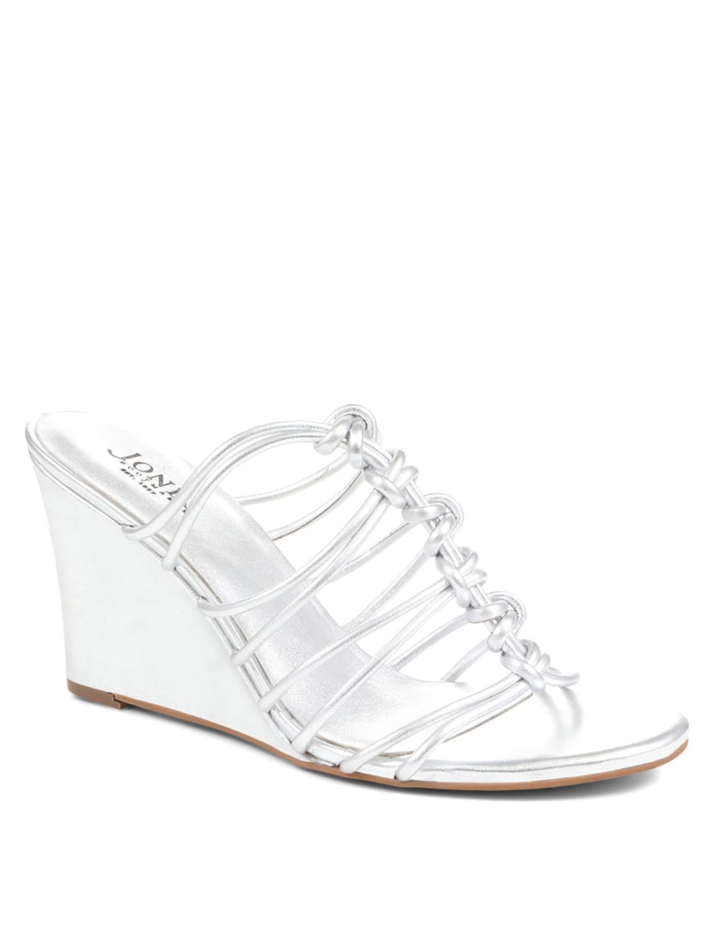 Leather Metallic Wedge Sandals image 3