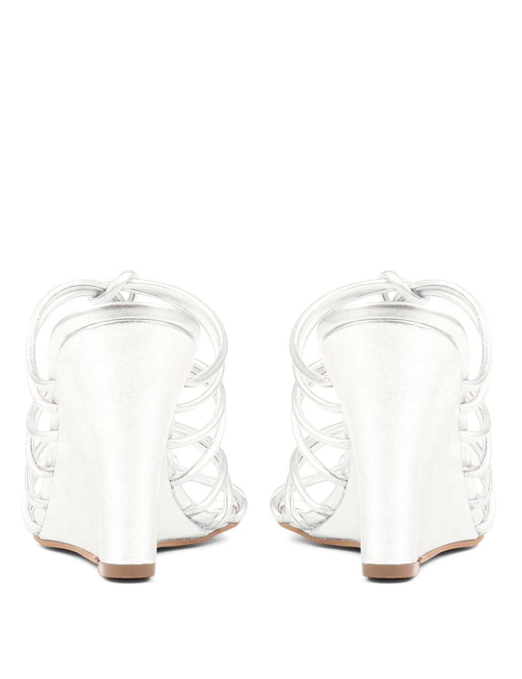 Leather Metallic Wedge Sandals image 3
