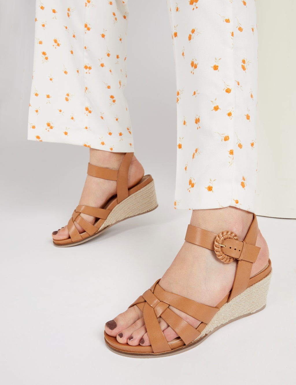 Leather Strappy Wedge Sandals image 1