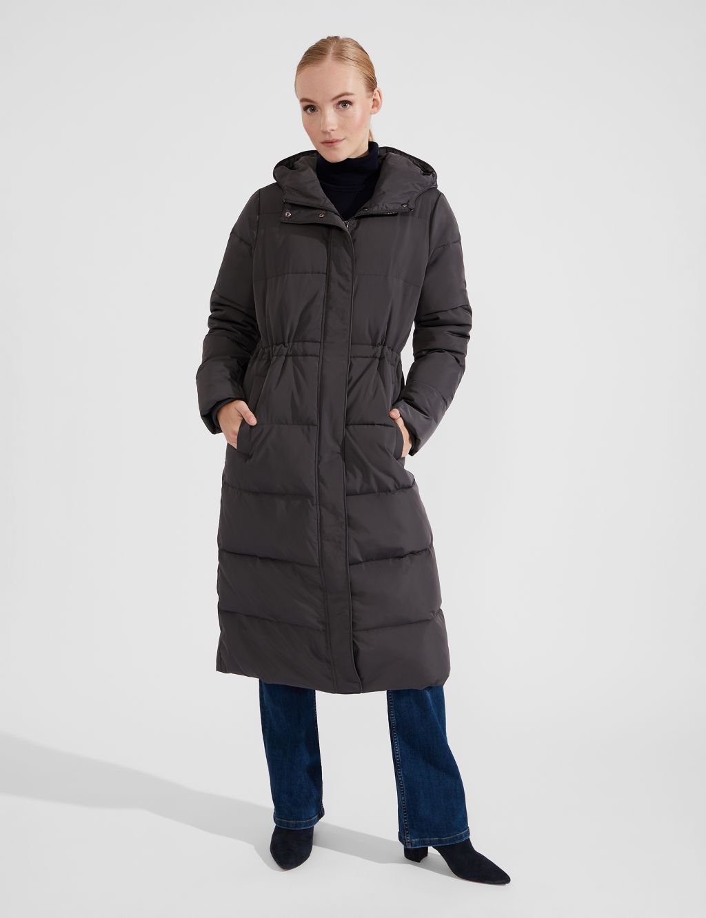 Padded Waisted Hooded Puffer Coat