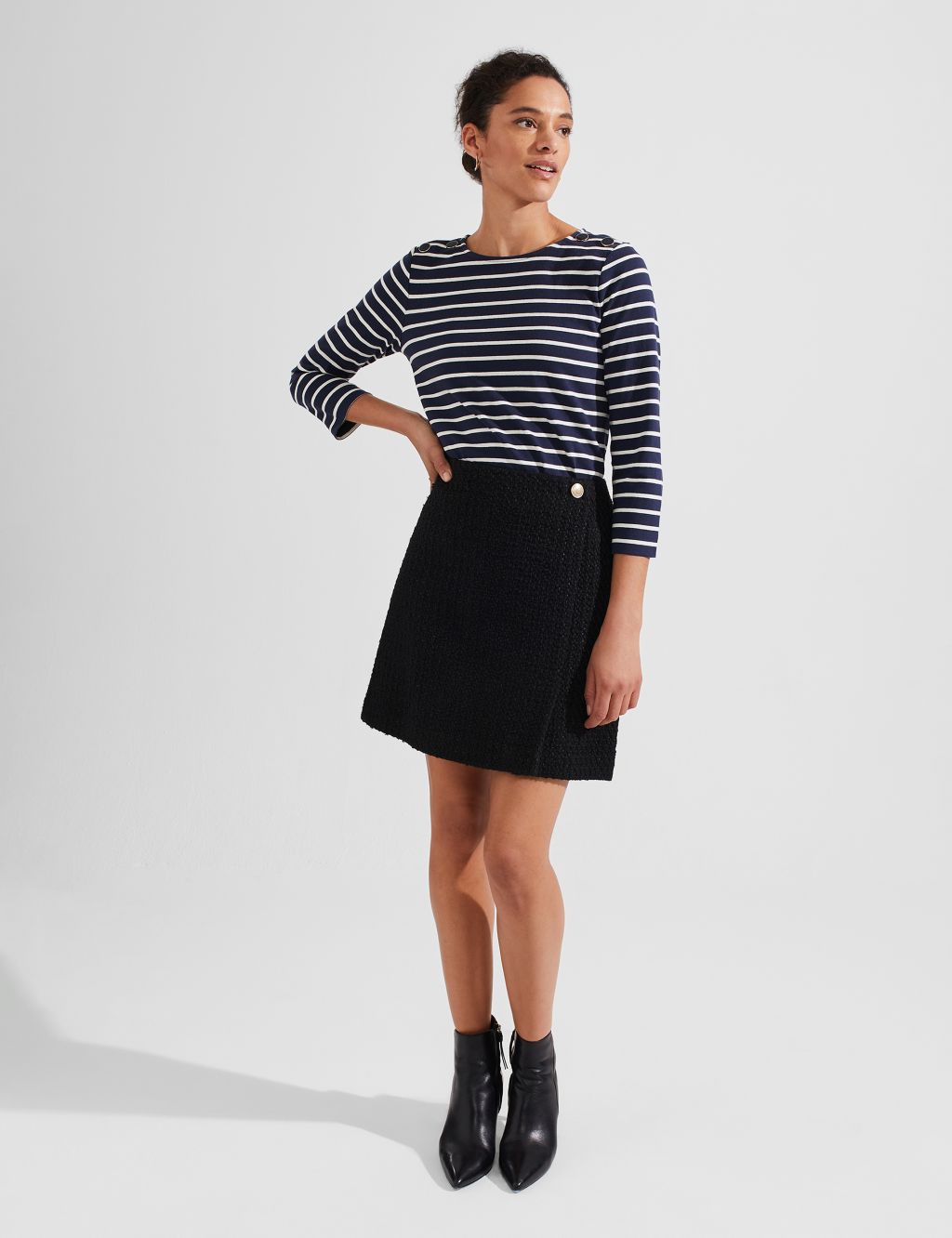 Wool Blend Textured Mini Skater Skirt