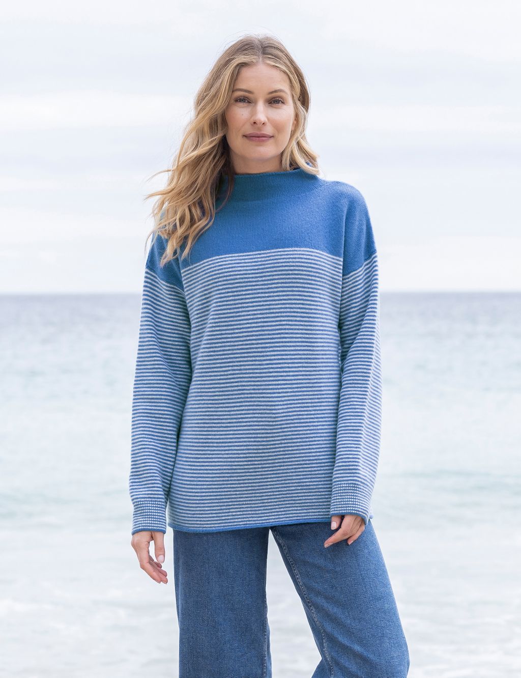 Pure Lambswool Striped Funnel Neck Jumper image 4