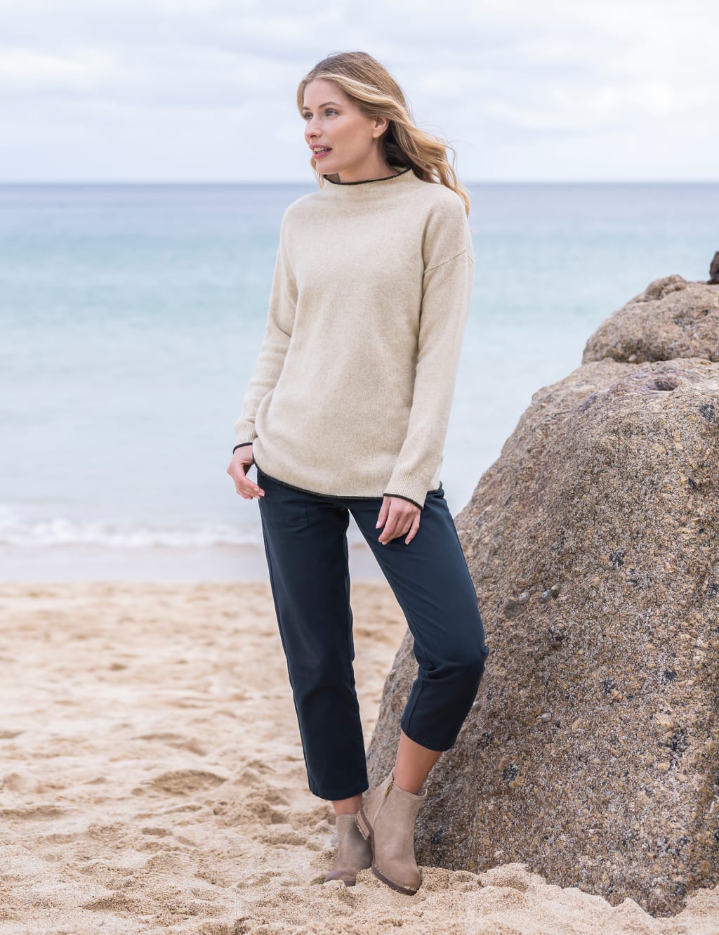 Pure Lambswool Striped Funnel Neck Jumper image 3
