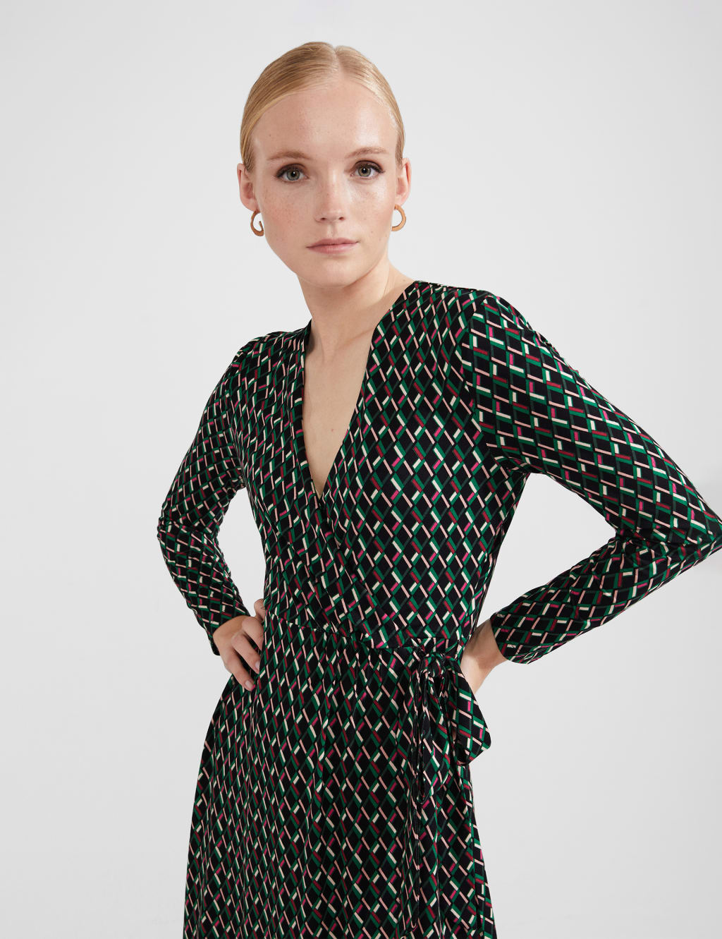 Jersey Printed V-Neck Midi Wrap Dress image 5